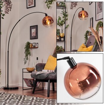 Koyoto Lampada da terra, Lampade ad arco Nero, 1-Luce