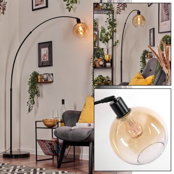 Koyoto Lampada da terra, Lampade ad arco Nero, 1-Luce