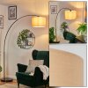 Soungou Lampada da terra, Lampade ad arco Nero, 1-Luce, Paralume in tessuto