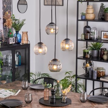 Ripoll Lampadario a sospensione, Lampada a sfera, Lampada a sospensione a cluster Ambrato, Chiaro, Grigio fumo, 4-Luci