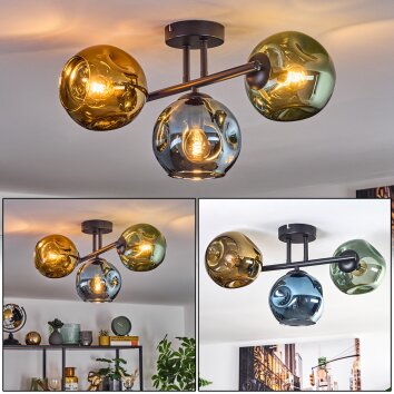Ripoll Plafoniera, Lampada a sfera Blu, Oro, Verde, 3-Luci