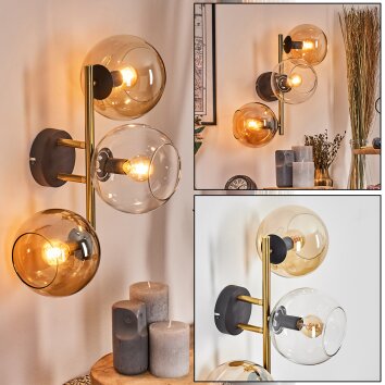 Koyoto Lampada a sfera, Applique Oro, Nero, 3-Luci