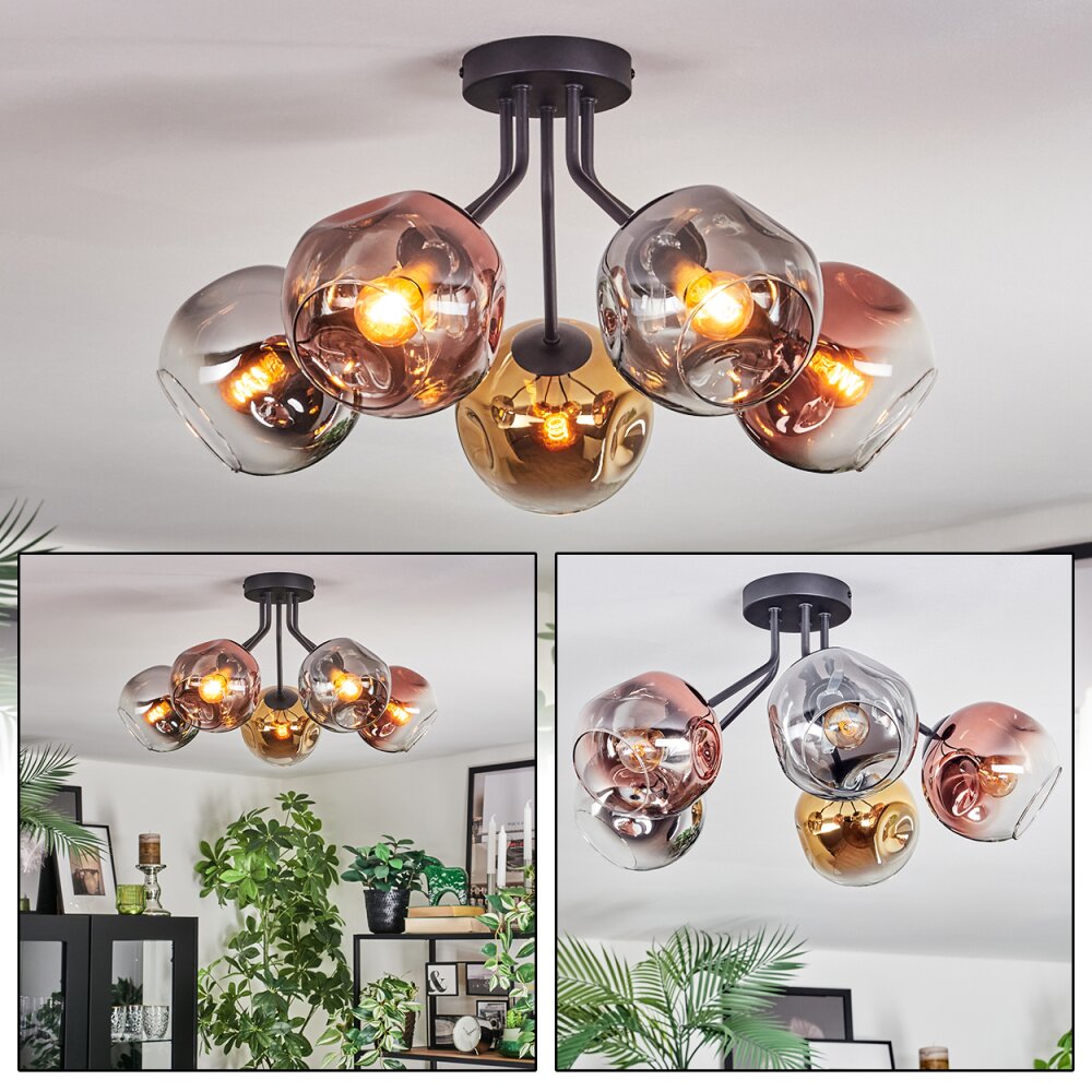 Ripoll Plafoniera, Lampada a sfera Cromo, Oro, Chiaro, Ramato, Grigio fumo, 5-Luci main product photo