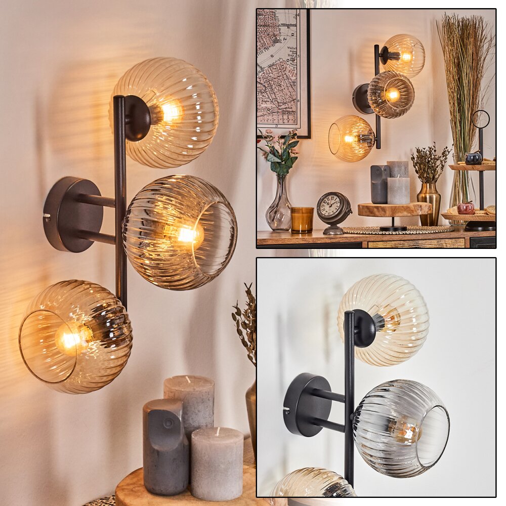 Koyoto Lampada a sfera, Applique Ambrato, Chiaro, Grigio fumo, 3-Luci main product photo