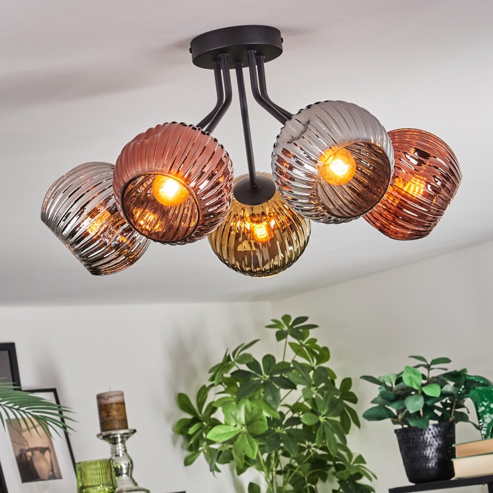 Ripoll Plafoniera, Lampada a sfera Cromo, Oro, Ramato, Grigio fumo, 5-Luci