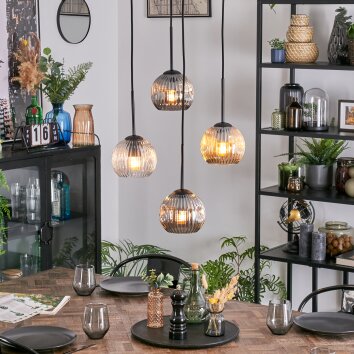 Ripoll Lampadario a sospensione, Lampada a sfera, Lampada a sospensione a cluster Ambrato, Chiaro, Grigio fumo, 4-Luci