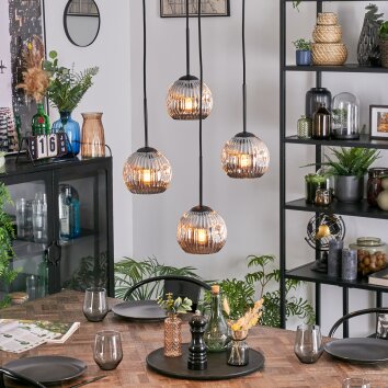 Ripoll Lampadario a sospensione, Lampada a sfera, Lampada a sospensione a cluster Cromo, Grigio fumo, 4-Luci