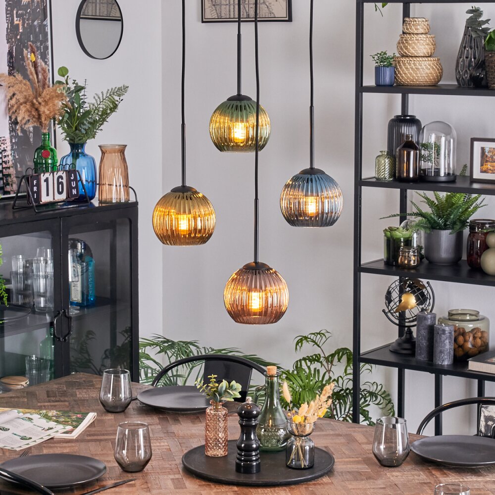 Koyoto Lampadario a sospensione, Lampada a sfera, Lampada a sospensione a cluster Blu, Oro, Verde, Ramato, 4-Luci main product photo