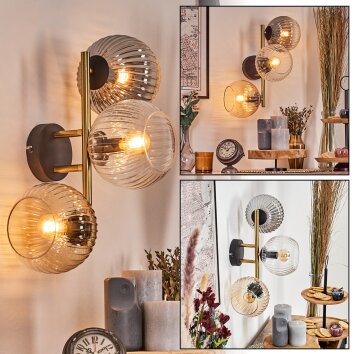 Koyoto Lampada a sfera, Applique Oro, Nero, 3-Luci