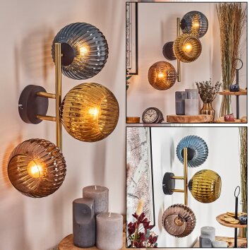 Koyoto Lampada a sfera, Applique Oro, Nero, 3-Luci