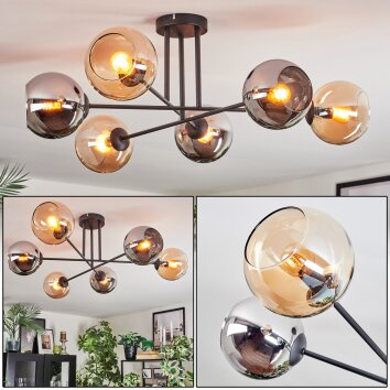 Koyoto Plafoniera, Lampada a sfera 78 cm Ambrato, Cromo, Grigio fumo, 6-Luci