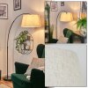 Bassagoda Lampada da terra, Lampade ad arco Nero, 1-Luce, Paralume in tessuto
