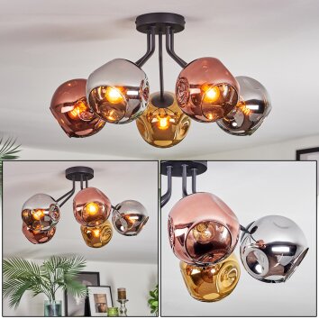 Ripoll Plafoniera, Lampada a sfera Cromo, Oro, Ramato, Grigio fumo, 5-Luci