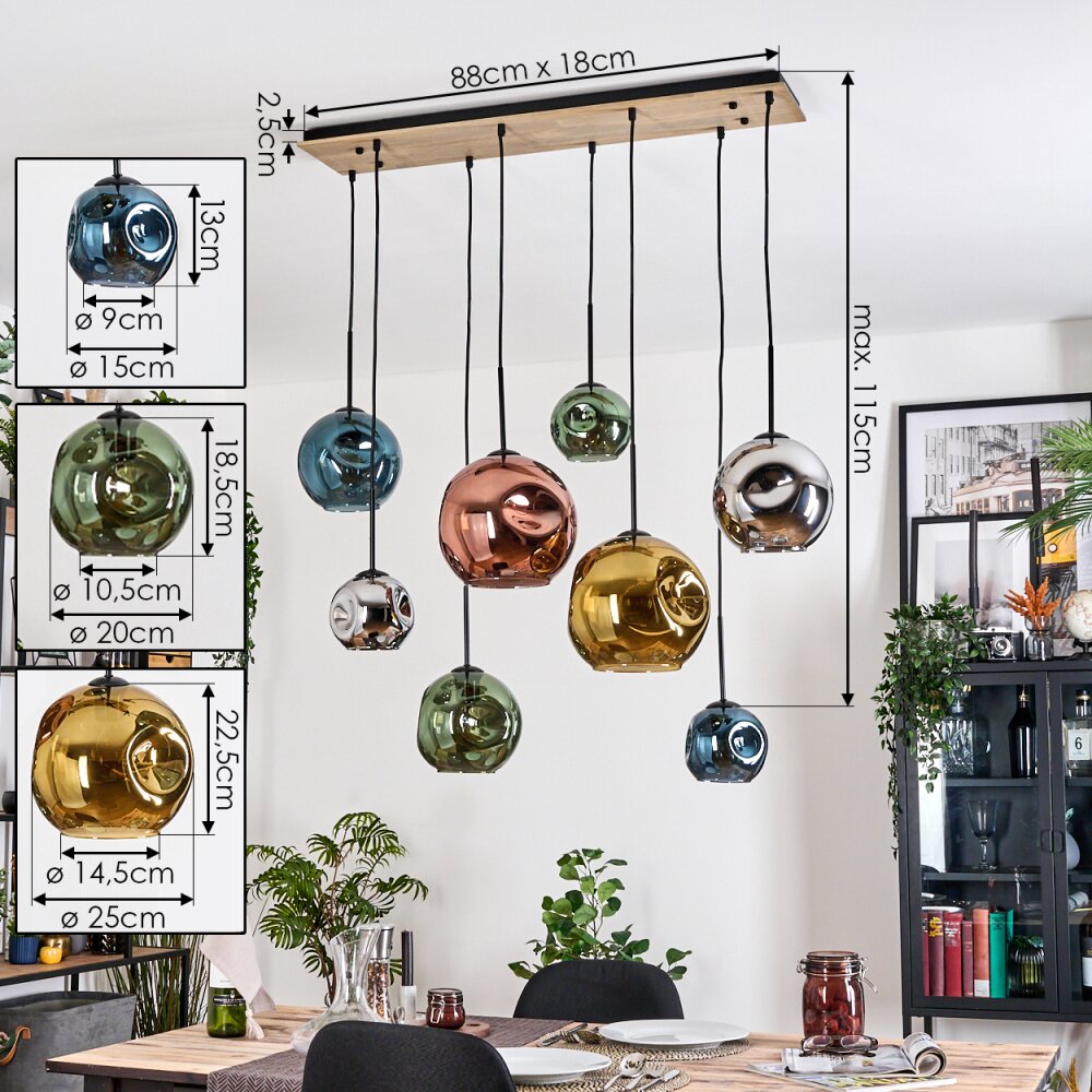 Ripoll Lampadario a sospensione, Lampada a sfera, Lampada a sospensione Écru, Nero, 8-Luci