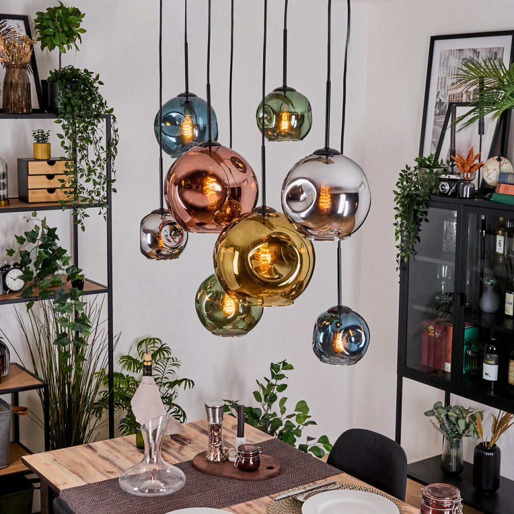 Ripoll Lampadario a sospensione, Lampada a sfera, Lampada a sospensione Écru, Nero, 8-Luci