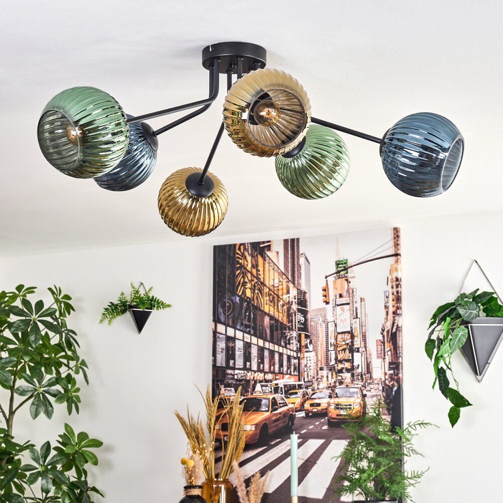 Koyoto Plafoniera, Lampada a sfera 73 cm Blu, Oro, Verde, 6-Luci