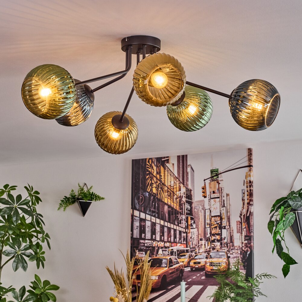 Koyoto Plafoniera, Lampada a sfera 73 cm Blu, Oro, Verde, 6-Luci