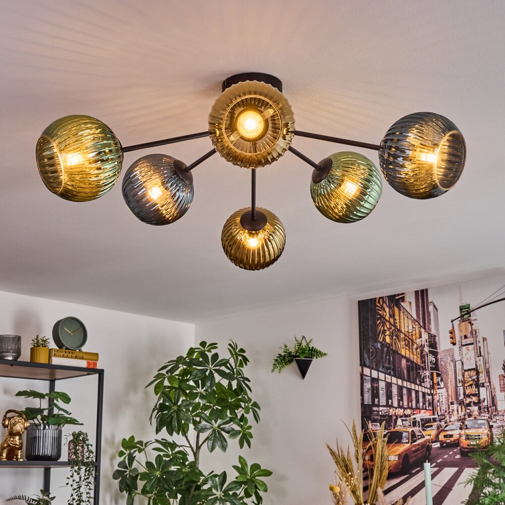 Koyoto Plafoniera, Lampada a sfera 73 cm Blu, Oro, Verde, 6-Luci