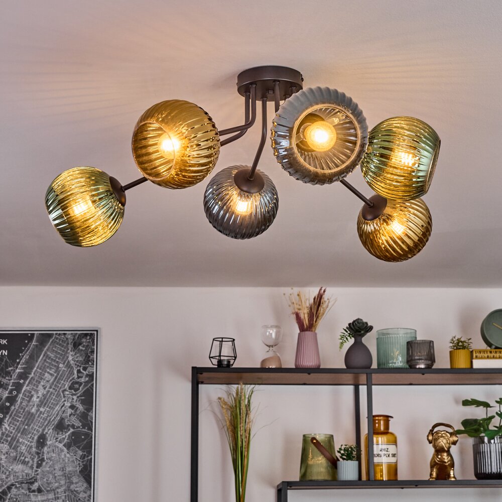 Koyoto Plafoniera, Lampada a sfera 73 cm Blu, Oro, Verde, 6-Luci
