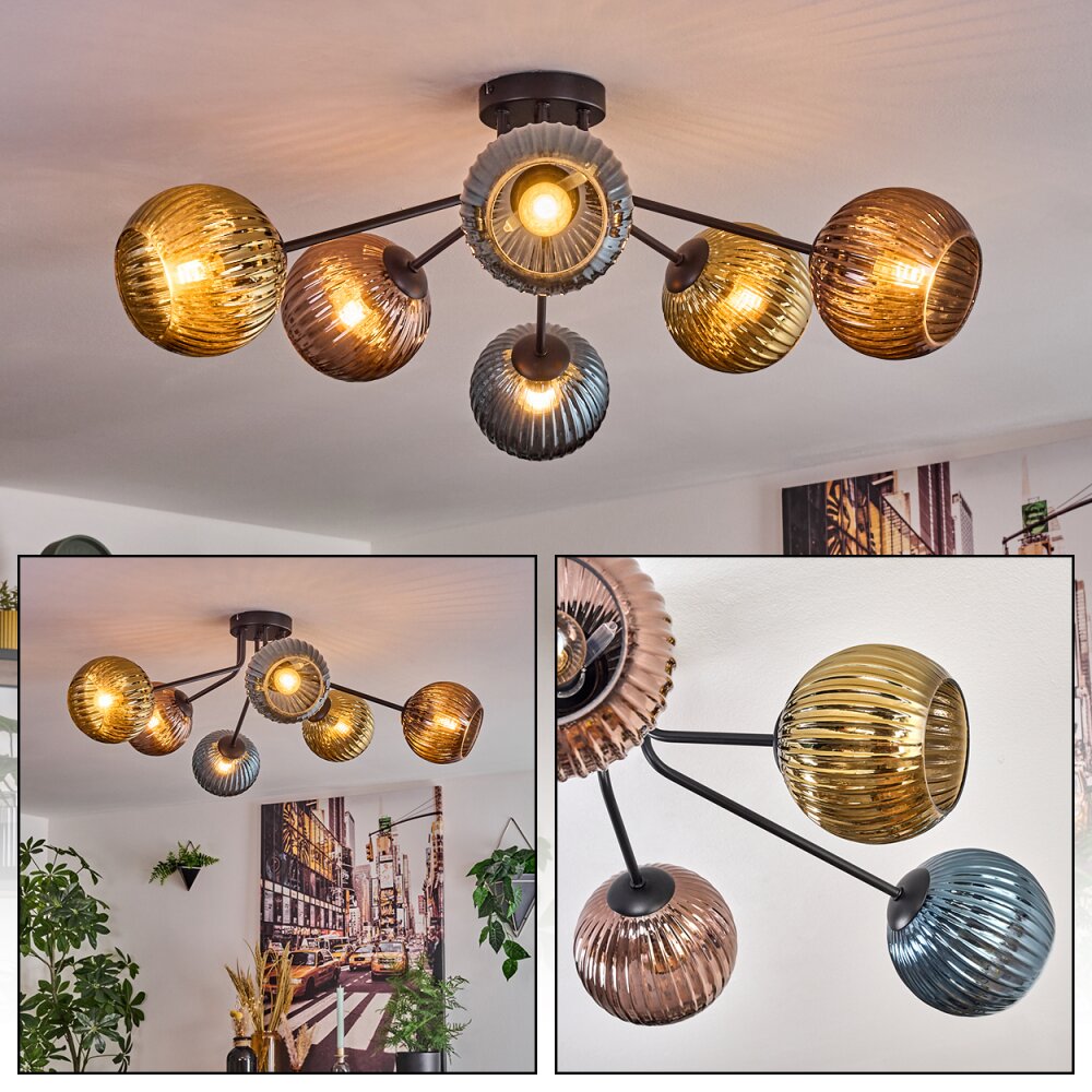 Koyoto Plafoniera, Lampada a sfera 73 cm Blu, Oro, Ramato, 6-Luci main product photo