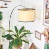 Chellas Lampada da terra, Lampade ad arco Cromo, Nero, 1-Luce, Paralume in tessuto