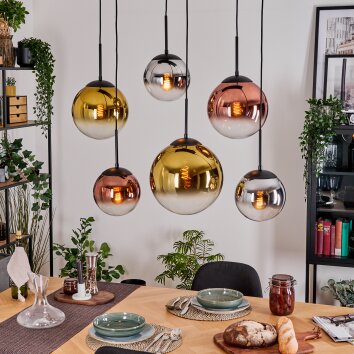 Gastor Lampadario a sospensione, Lampada a sfera, Lampada a sospensione Cromo, Oro, Chiaro, Ramato, Grigio fumo, 6-Luci