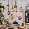 Gastor Lampadario a sospensione, Lampada a sfera, Lampada a sospensione Ambrato, Cromo, Chiaro, Grigio fumo, 8-Luci
