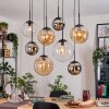 Gastor Lampadario a sospensione, Lampada a sfera, Lampada a sospensione Ambrato, Cromo, Chiaro, Grigio fumo, 8-Luci