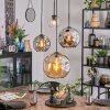 Koyoto Lampadario a sospensione, Lampada a sfera, Lampada a sospensione a cluster Ambrato, Cromo, Chiaro, Grigio fumo, 4-Luci