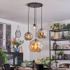 Koyoto Lampadario a sospensione, Lampada a sfera, Lampada a sospensione a cluster Ambrato, Cromo, Chiaro, Grigio fumo, 4-Luci