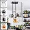 Koyoto Lampadario a sospensione, Lampada a sfera, Lampada a sospensione a cluster Ambrato, Cromo, Chiaro, Grigio fumo, 4-Luci
