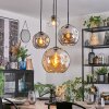 Koyoto Lampadario a sospensione, Lampada a sfera, Lampada a sospensione a cluster Ambrato, Cromo, Chiaro, Grigio fumo, 4-Luci
