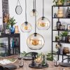 Koyoto Lampadario a sospensione, Lampada a sfera, Lampada a sospensione a cluster Ambrato, Chiaro, 4-Luci