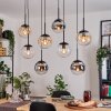 Gastor Lampadario a sospensione, Lampada a sfera, Lampada a sospensione Ambrato, Cromo, Chiaro, Grigio fumo, 8-Luci