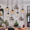 Gastor Lampadario a sospensione, Lampada a sfera, Lampada a sospensione Ambrato, Cromo, Chiaro, Grigio fumo, 8-Luci
