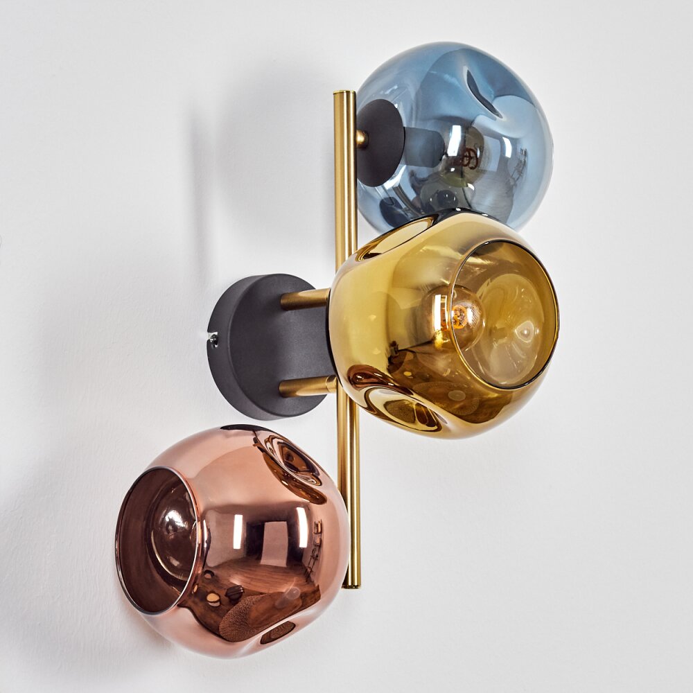 Ripoll Lampada a sfera, Applique Oro, Nero, 3-Luci