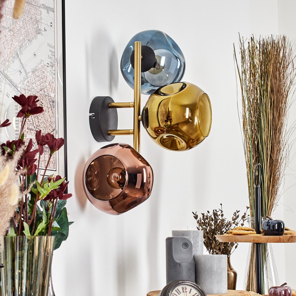 Ripoll Lampada a sfera, Applique Oro, Nero, 3-Luci