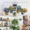 Ripoll Plafoniera, Lampada a sfera Blu, Oro, Verde, 12-Luci