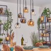 Koyoto Lampadario a sospensione, Lampada a sfera, Lampada a sospensione Ambrato, Cromo, Chiaro, Grigio fumo, 6-Luci