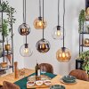 Koyoto Lampadario a sospensione, Lampada a sfera, Lampada a sospensione Ambrato, Cromo, Chiaro, Grigio fumo, 6-Luci
