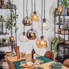 Koyoto Lampadario a sospensione, Lampada a sfera, Lampada a sospensione Ambrato, Cromo, Chiaro, Grigio fumo, 6-Luci