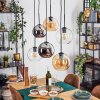 Koyoto Lampadario a sospensione, Lampada a sfera, Lampada a sospensione Ambrato, Cromo, Chiaro, Grigio fumo, 6-Luci