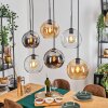 Koyoto Lampadario a sospensione, Lampada a sfera, Lampada a sospensione Ambrato, Cromo, Chiaro, Grigio fumo, 6-Luci