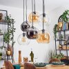 Koyoto Lampadario a sospensione, Lampada a sfera, Lampada a sospensione Ambrato, Cromo, Chiaro, Grigio fumo, 6-Luci