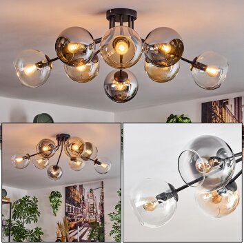 Koyoto Plafoniera, Lampada a sfera 85 cm Ambrato, Cromo, Chiaro, Grigio fumo, 8-Luci