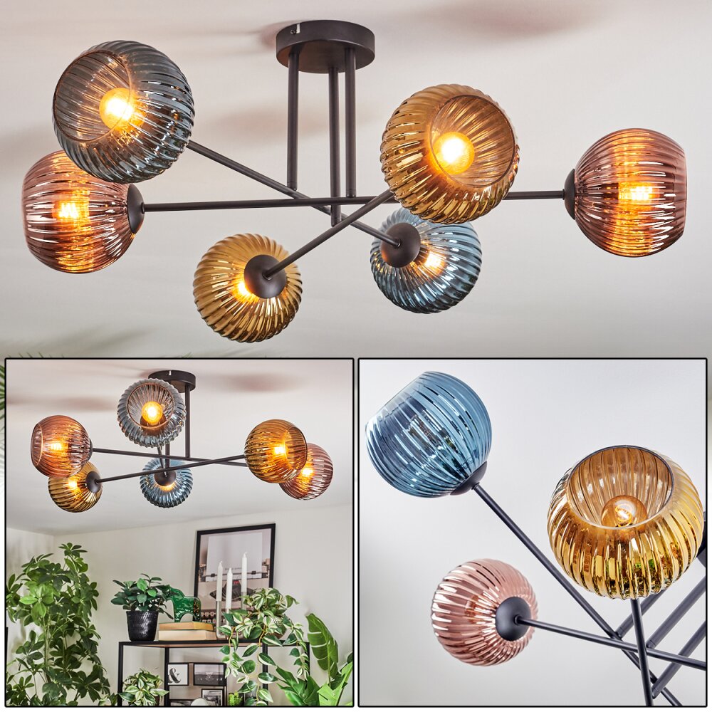 Koyoto Plafoniera, Lampada a sfera 80 cm Blu, Oro, Ramato, 6-Luci main product photo