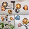Koyoto Plafoniera, Lampada a sfera 80 cm Blu, Oro, Ramato, 6-Luci
