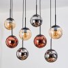 Gastor Lampadario a sospensione, Lampada a sfera, Lampada a sospensione Ambrato, Cromo, Ramato, Grigio fumo, 8-Luci