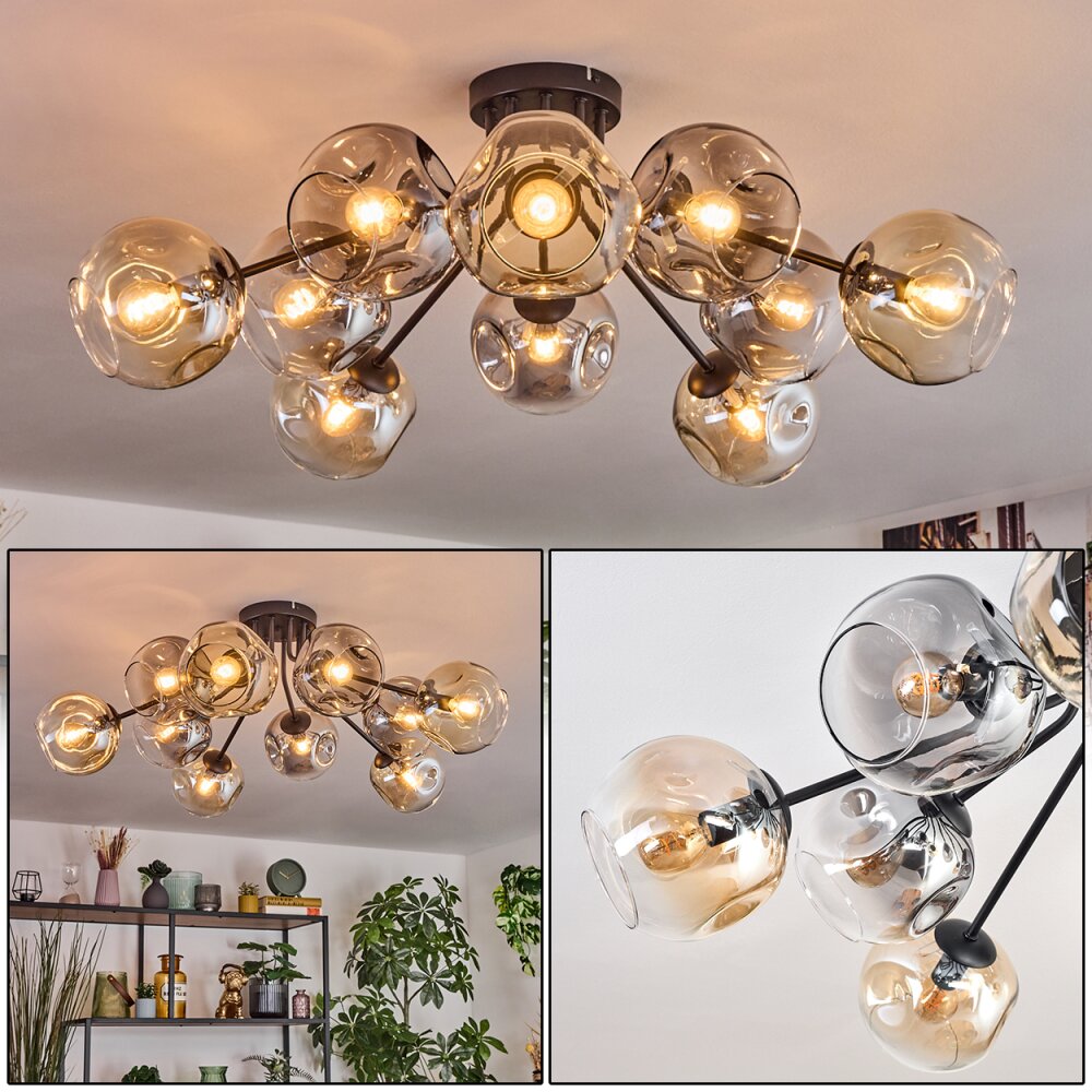 Ripoll Plafoniera, Lampada a sfera Ambrato, Chiaro, Grigio fumo, 10-Luci main product photo