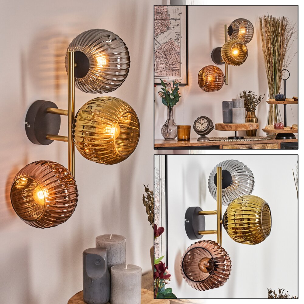 Ripoll Lampada a sfera, Applique Oro, Nero, 3-Luci main product photo